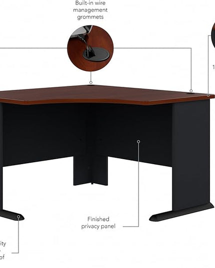 Bush Business Furniture Series A 48W Corner Desk in Hansen Cherry and Galaxy, Small Computer Table for Home or Professional Office