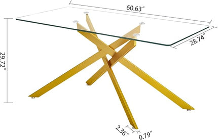 HomVent 5 Piece Rectangular Glass Dining Table Set, Tempered Glass Dinner Table Set for 4 Kitchen Table Set with 4 Velvet Upholstered Chairs for Kitchen Dining Room