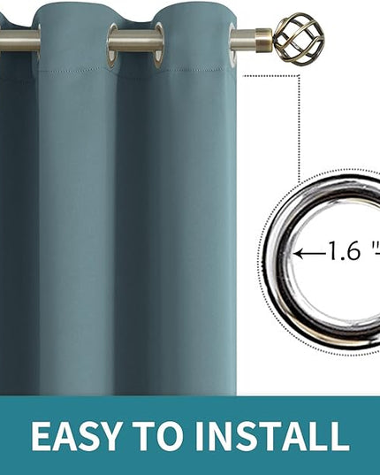 BGment Room Darkening Curtains 84 Inches Long - Grommet Thermal Insulated Drapes Window Treatment Curtains for Bedroom, 2 Panels, 42 x 84 Inch, Stone Blue