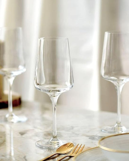 Krosno White and Sparkling Large Wine Glasses Drinking | 4 Pieces Set 13.5 fl oz | Infinity Collection | Elegant | Cocktail Crystal Set Wedding Gift | Lead-Free Glass | Homes, Restaurants & Kitchen