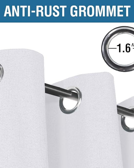 H.VERSAILTEX 100% Blackout Curtains for Bedroom 63 Inches Long Grommet Linen Face Full Light Blocking Curtain Drapes for Living Room Thermal Insulated Linen Look Curtains 2 Panels Set, Bright White