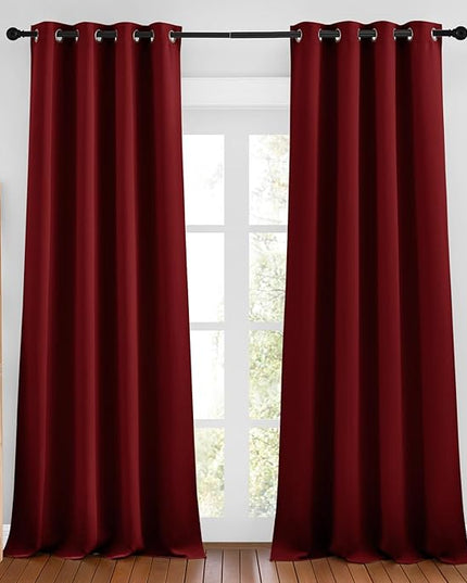 NICETOWN Burgundy Red Curtains 102 inches Long, Grommet Thermal Insulated Solid Blackout Curtains Privacy Window Treatments for Bedroom/Living Room, W46 x L102, 2 Panels