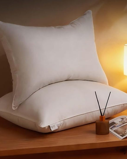 BHZ King Pillow Feather Down Hotel My King Pillow Bed Goose Pillows Alternative Luxury Pillows for Sleeping Side and Back Sleepers Soft Support Gifts White