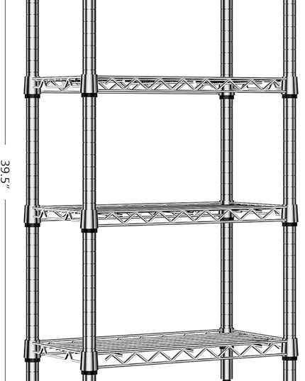 1000 lbs 4 Tier Shelf Metal Storage Shelves Wire Rack Closet Organizers with PP Board for Garage Kitchen Bathroom Laundry Chrome 11.8" D x 21.7" W x 39.5" H