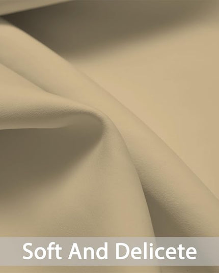 Yakamok Soft and Smooth Beige Curtains for Bedroom - Grommet Thermal Insulated Room Darkening Curtains for Living Room, Set of 2 Panels (38 x 54Inch, Beige)