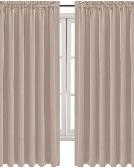 DWCN Blackout Curtains for Living Room Thermal Insulated, Energy Saving & Noise Reducing Bedroom Curtains, Camel, W 70x L 63 Inch, Set of 2 Rod Pocket Curtain Panels