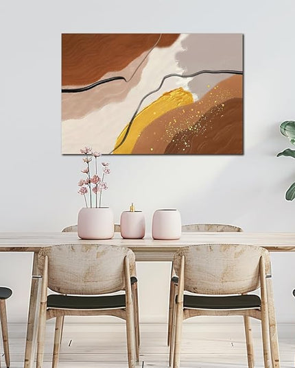Abstract Wall Art for Living Room Boho Wall Decor Mid Century Modern Prints Pictures Abstract Geometric Painting for Bedroom Orange Minimalist Artwork for Bathroom Home Office Decorations