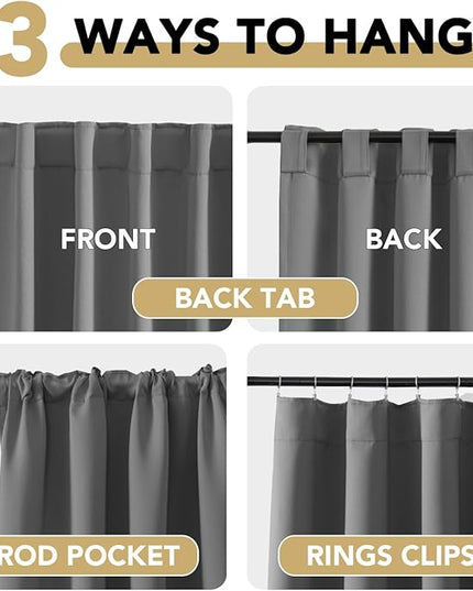 H.VERSAILTEX Blackout Curtains Thermal Insulated Window Treatment Panels Room Darkening Blackout Drapes for Living Room Back Tab/Rod Pocket Bedroom Draperies, 52 x 72 Inch, Bluish Gray, 2 Panels