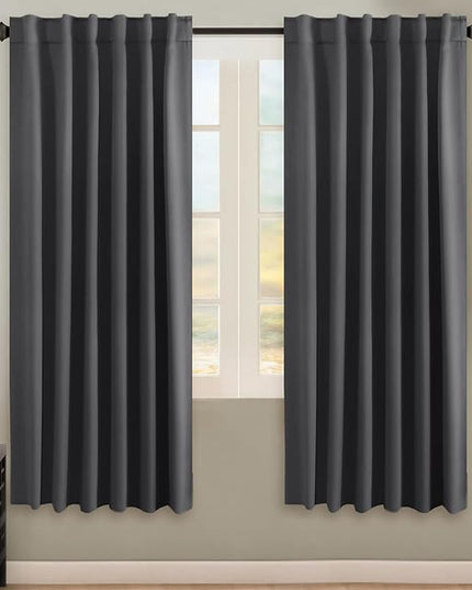 H.VERSAILTEX Blackout Curtains Thermal Insulated Window Treatment Panels Room Darkening Blackout Drapes for Living Room Back Tab/Rod Pocket Bedroom Draperies, 52 x 72 Inch, Charcoal Gray, 2 Panels
