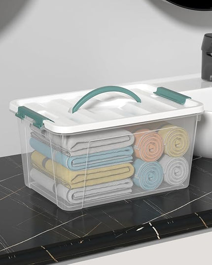 Ramddy 6-Pack 14 Quart Plastic Storage Bin with Handle, Clear Latching Container Box