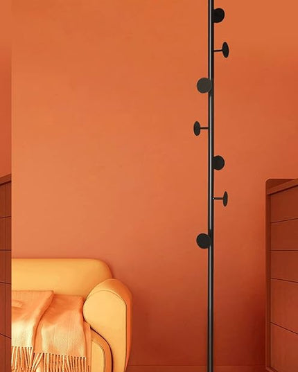 Coat Tree Freestanding, Metal Coat Rack Tree with 8 Hooks, Free Standing Hanger for Hats Scarves Purses Umbrellas, Coat Stands with Stable Base for Entryway Bedroom, Black