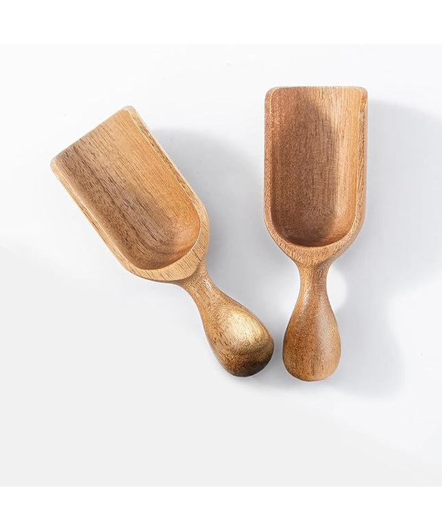 Wooden Scoops for Canisters 2PCS Wooden Scoop for Jars Acacia Small Measuring Spoons for Ground Coffee Scoops Shovel Mini Kitchen Scooper for Tea Powder Bath Salt Laundry Detergent Shove- Multipurpose