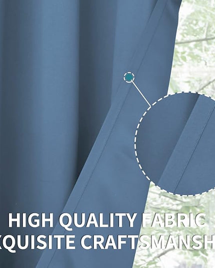 BGment Blackout Curtains for Bedroom - Grommet Thermal Insulated Room Darkening Curtains for Living Room, Set of 2 Panels, Each 46 x 72 Inch, Faded Denim
