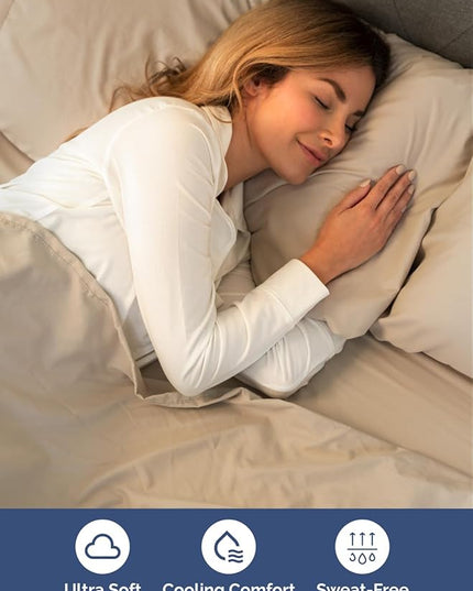 Extra Deep Split King Sheet Set - 7 Piece Breathable & Cooling Sheets - Hotel Luxury Bed Sheets Set - Easy & Secure Fit - Soft, Wrinkle Free & Comfy Sheets Set - Cream Sheet Set w/Extra Deep Pockets