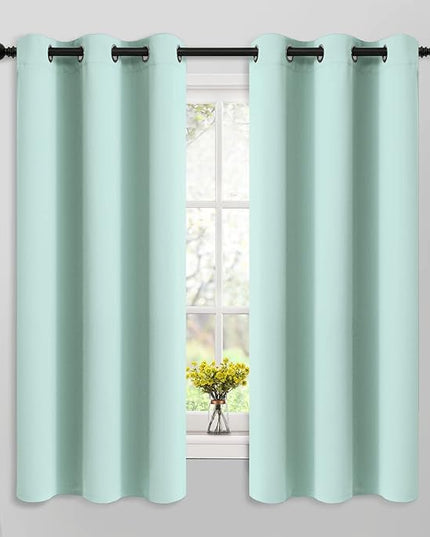 Yakamok Blackout Curtains Room Darkening Thermal Insulated Window Panels,Solid Grommet Top Drapes for Bedroom/Living Room(42Wx63L, Aqua, 2 Panels)
