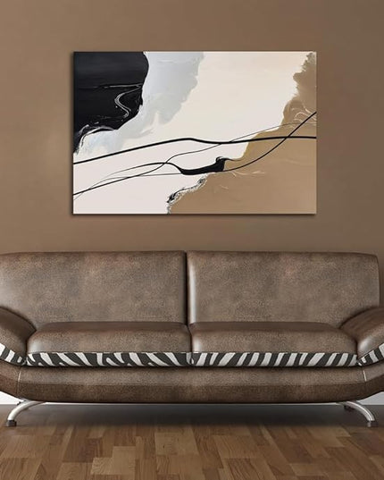 Abstract Wall Art Canvas Decor Large Abstract Art Paintings for Living Room Brown and Grey Fantasy Graffiti Pictures for Home Bedroom Kitchen Decorations (32x48inches)