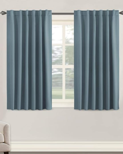 H.VERSAILTEX Blackout Curtains Thermal Insulated Window Treatment Panels Room Darkening Blackout Drapes for Living Room Back Tab/Rod Pocket Bedroom Draperies, 52 x 45 Inch, Stone Blue, 2 Panels