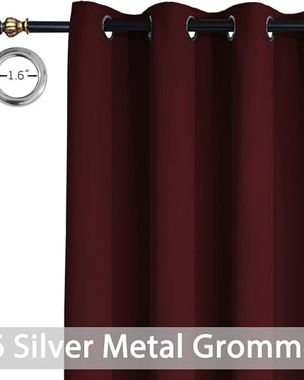 Yakamok Extra Wide Blackout Curtain for Sliding Glass Door, Grommet Thermal Insulated Room Divider Curtain 100W x 84L inch, Room Darkening Patio Curtain,8.3ft Wide x 7ft Tall, 1 Panel,Burgundy Red