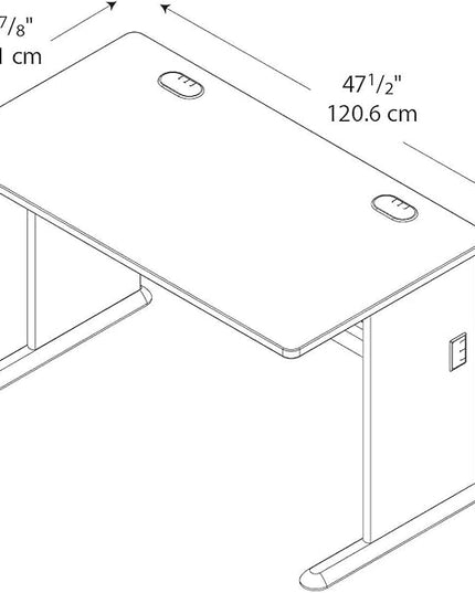 Bush Business Furniture Series A 48W Computer Desk in Natural Cherry and Slate, Small Office Table for Home or Professional Workspace