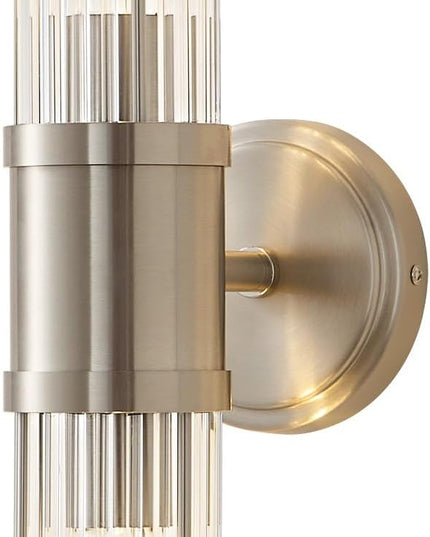 Brushed Nickel Wall Sconce Bathroom Vanity Light Fixtures for Mirror, Modern Wall Light with Glass Rod Shade for Bathroom, Bedroom, Hallway, Living Room - Bulb Not Included