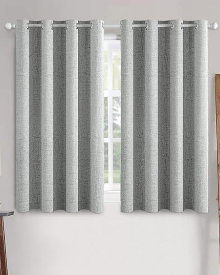 MIULEE Linen Curtains for Bedroom 100% Blackout Thermal Insulated Glacier Gray Grommet Room Darkening Curtains & Drapes for Living Room Nursery 52 x 54 Inch (2 Panels)