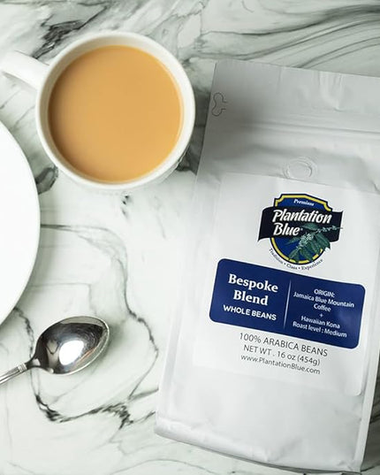 Plantation Blue Bespoke Blend of Blue Mountain and Hawaiian Kona Coffee Whole Beans (1lb)