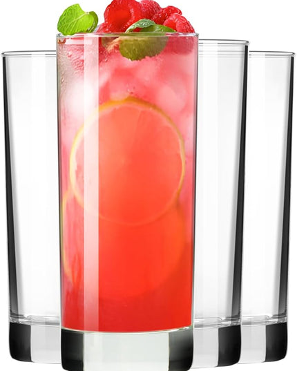 PARACITY Highball Glasses Set of 4, Drinking Glasses 10 Oz, Clear Glass Cups, Tall Tumbler Water Glasses, Glassware Set for Cocktail, Coffee, Mojitos