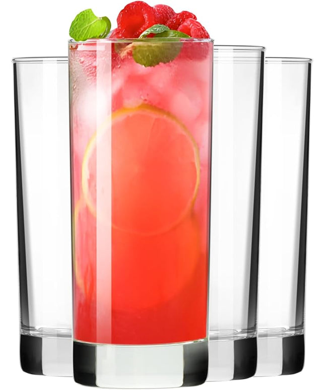 PARACITY Highball Glasses Set of 4, Drinking Glasses 10 Oz, Clear Glass Cups, Tall Tumbler Water Glasses, Glassware Set for Cocktail, Coffee, Mojitos