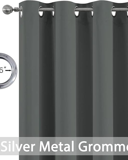 Yakamok Window Draperies Curtains Panels - Light Blocking Curtains, Grommet Top Small Drapes for Short Window/Basement(Dark Grey, 52Wx36L, 2 Panels)