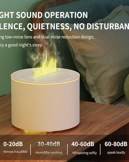 Mood Lighting Humidifier,Simulated Flame Effect,160Ml Essential Oil Diffuser,Colorful Gradient Flame Lamp,Humidifier For Bedroom household Colorful Gradient Flame Humidifier 20-40db(Black)