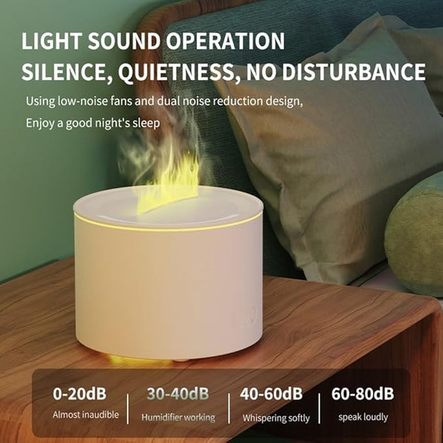 Mood Lighting Humidifier,Simulated Flame Effect,160Ml Essential Oil Diffuser,Colorful Gradient Flame Lamp,Humidifier For Bedroom household Colorful Gradient Flame Humidifier 20-40db(Black)