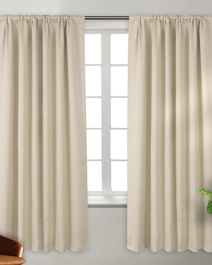 BGment Blackout Curtains 72 Inches Long for Bedroom - Thermal Insulated Rod Pocket and Back Tab Room Darkening Curtains for Living Room, 2 Window Curtain Panels (52 x 72 Inch, Champagne)