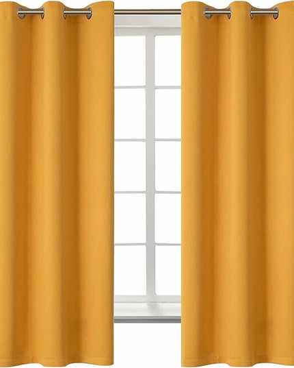 BGment Room Darkening Curtains 63 Inches Long - Grommet Thermal Insulated Drapes Window Treatment Curtains for Bedroom, 2 Panels, 42 x 63 Inch, Mustard Yellow