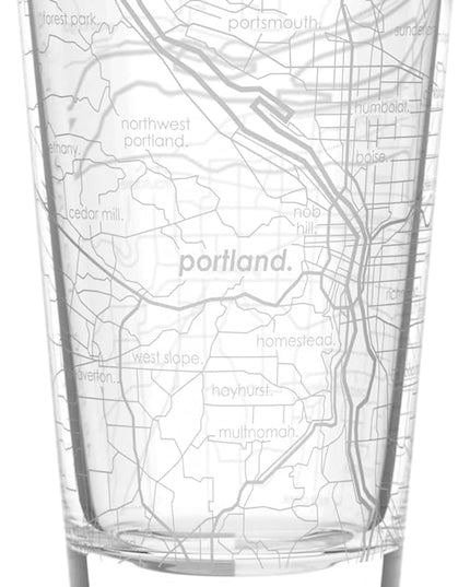 Well Told Engraved Portland Oregon Map Pint Glass, Etched Beer Gift (16 oz, Clear) City Map Pint, Custom City Glassware, Gifts For Beer Lovers