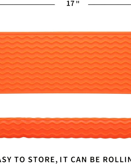 Silicone Dish Drying Mat for Multiple Usage,Easy clean,Eco-friendly,Heat-resistant Silicone Mat for Kitchen Counter,Sink,Bar,Bottle,or Cup Orange M 17 inches x 6 inches