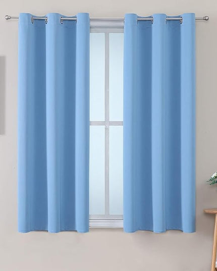 ChrisDowa Grommet Room Darkening Curtains for Bedroom and Living Room - 2 Panels Set Thermal Insulated Blackout Curtains (Sky Blue, 38W x 45L)