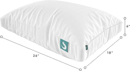 Sleepgram Cooling Bed Pillow, Bed Support Adjustable Hypoallergenic Soft Sleeping Head Rest with Removable Cover, Queen Size, White
