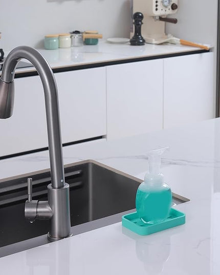 Silicone Kitchen Sink Organizer Tray for Multiple Usage,Easy Clean Sponges Holder for Kitchen Bathroom Counter or Sink,Dish Soap Dispenser,Scrubber,Bottle,Cup Mint 4.9”x 3.2”