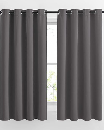 NICETOWN Blackout Curtains for Bedroom 63 inch Length 2 Panels - Window Treatment Thermal Insulated Solid Grommet Blackout for Living Room (52 by 63 Inch,Grey)