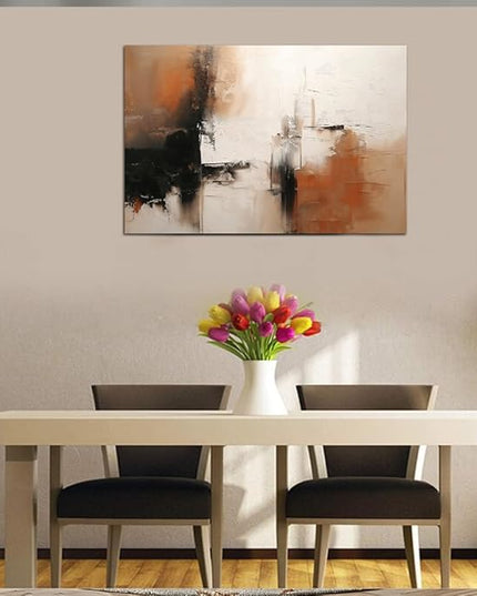 Black and White Canvas Wall Art Decor for Living Room Abstract Wall Art Pictures for Bedroom Brown Artwork Painting Large Modern Canvas Print for Home Office Decorations, Ready to Hang