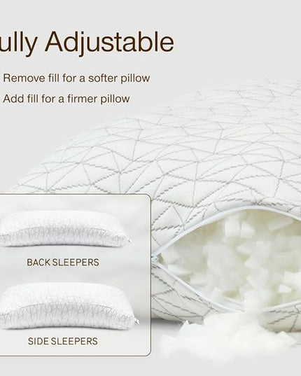Coop Home Goods Original Crescent Adjustable Pillow, Queen Bed Pillows for Shoulder, Neck & Head Support, Crescent Foam Pillows - Medium Firm for Back & Side Sleeper, CertiPUR-US/GREENGUARD Gold