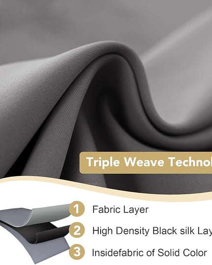 H.VERSAILTEX Blackout Grey Curtains for Bedroom/Living Room Thermal Insulated, 52" Wide x 63" Long Each Panel,Grommet Top (Set of 2 Panels, Charcoal Gray)