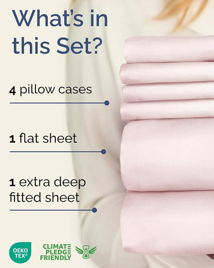 Extra Deep King Sheet Set - 6 Piece Breathable and Cooling Sheets - Hotel Luxury Bed Sheets Set - Easy Fit - Soft, Wrinkle Free and Comfy Sheets Set - Lavender Pink Sheet Set with Extra Deep Pockets