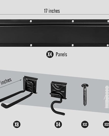 Garage Garden Tool Storage Rack Organizer Wall Mount, Yard Shovel Rack Holder Organization, Heavy-Duty Extra Width Panels for Hanging Landscaping Equipment,Ladders,Sport Gears,Hoses,Lawn Trimmer