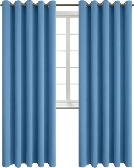BGment Blackout Curtains - Grommet Thermal Insulated Room Darkening Bedroom and Living Room Curtains, Set of 2 Panels (70 x 84 Inch, Denim)