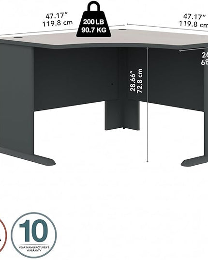 Bush Business Furniture Series A 48W Corner Desk in White Spectrum and Slate, Small Computer Table for Home or Professional Office