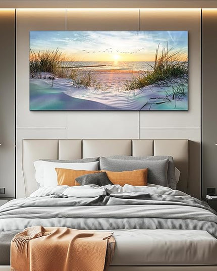 hyidecorart Canvas Wall Art For Living Room Large Size Decor Bedroom Blue Ocean Beach Landscape Paintings Poster Prints Artwork Office Decorations Seascape Pictures Modern Home Works