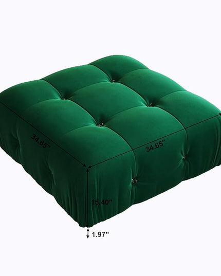 JACH Modern Ottoman Module for Living Room, Minimalist Comfy Breathable Footstool, Velvet Ottoman for Living Room Apartment (Green)