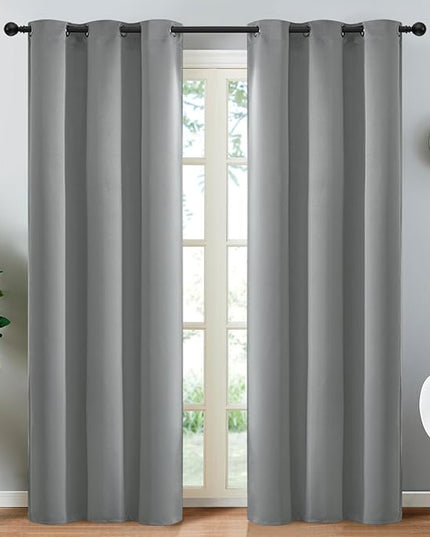 Yakamok Dove Grey Room Darking 84 Inch Length 2 Panel Sets for Livingroom Dining Room Darkening Thermal Insulated Bay Window Hotel Modern Elegant Black Out Sunblock Curtins/Bedroom,38 x 84 Inches