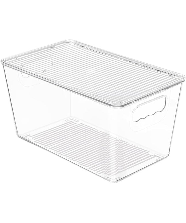 Vtopmart 12 Pack Clear Stackable Storage Bins with Lids, Medium Plastic Containers with Handle for Pantry Organizer and Storage,Perfect for Kitchen,Fridge,Cabinet, Closet,Bathroom Organization